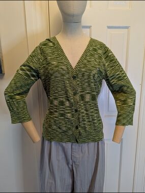 Y2K Era Mossimo Supply Co. Marled Green V-Neck Button Cardigan